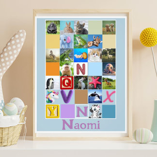Foto Toddler Alphabet Animal Poster Personalizado
