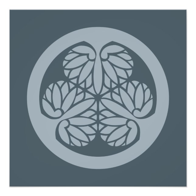 Foto Tokugawa Aoi Japonês Mon Family Crest Mudou De Azu (Frente)