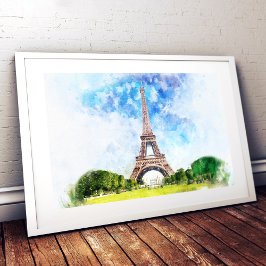 Foto Torre Eiffel Aquarela Arte de Impressão da Silhuet