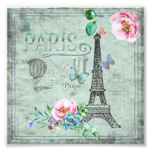 Foto Torre-Flor-Floral-Vintage-Rosas de Paris-Eiffel