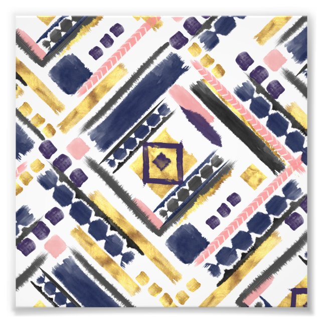 Foto Traços geométricos de pincel de tinta a ouro triba (Frente)