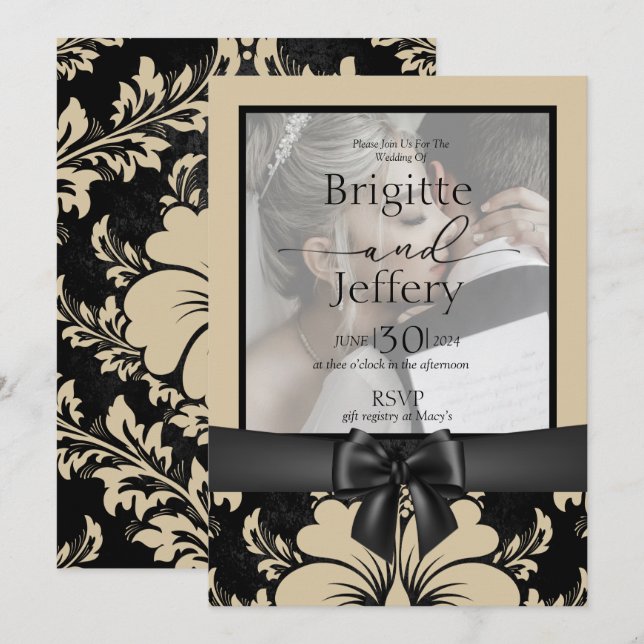 Foto tradicional de convite de casamento tan e pre (Frente/Verso)