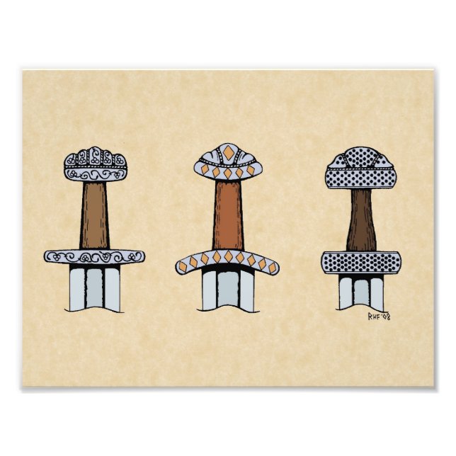 Foto Três Espadas de Viking Hilts (Frente)