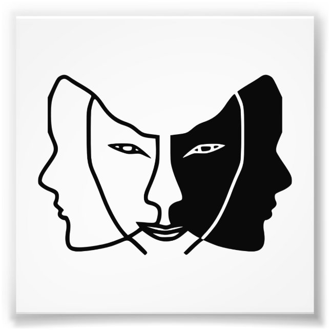 Foto três faces brancas pretas gemini (Frente)