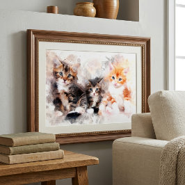 Foto Três gatinhos lindos e bonitos aquarela