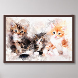Foto Três gatinhos lindos e bonitos aquarela