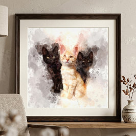 Foto Três gatinhos, lindos e bonitos, de aquarela