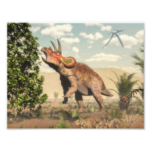 Foto Triceratops que come na árvore da magnólia - 3D