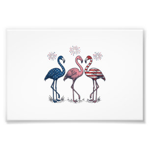 Foto Trio de Flamingos Patrióticos Design de Gravura Vi