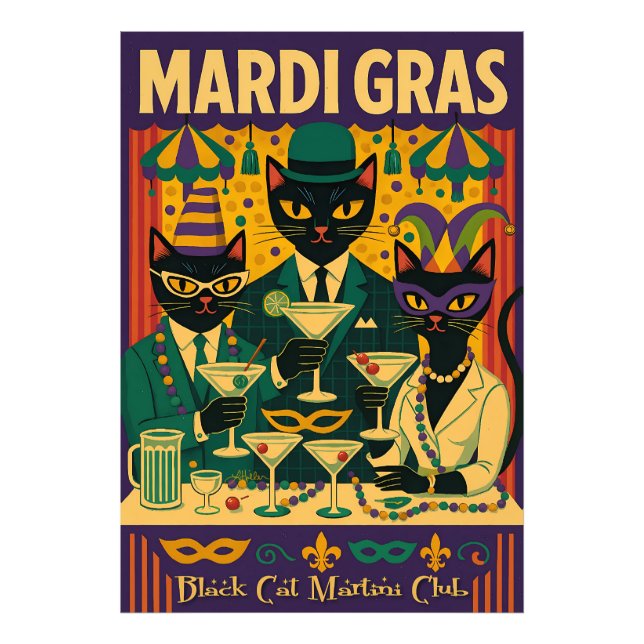 Foto Trio do Clube de Martini Black Cat do Mardi Gras (Frente)