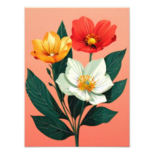 Foto Trio Floral Vibrante - Um Trabalho de arte impress