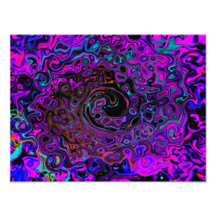Foto Trippy Black and Magenta Retro Liquid Swirl