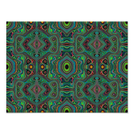 Foto Trippy Retro Black and Lime Green Abstract Pattern