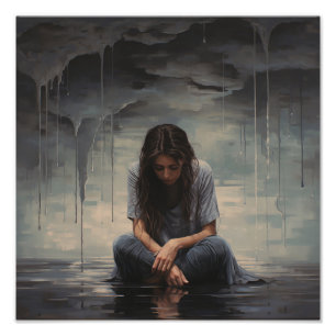 Foto Triste mulher sentada no chão