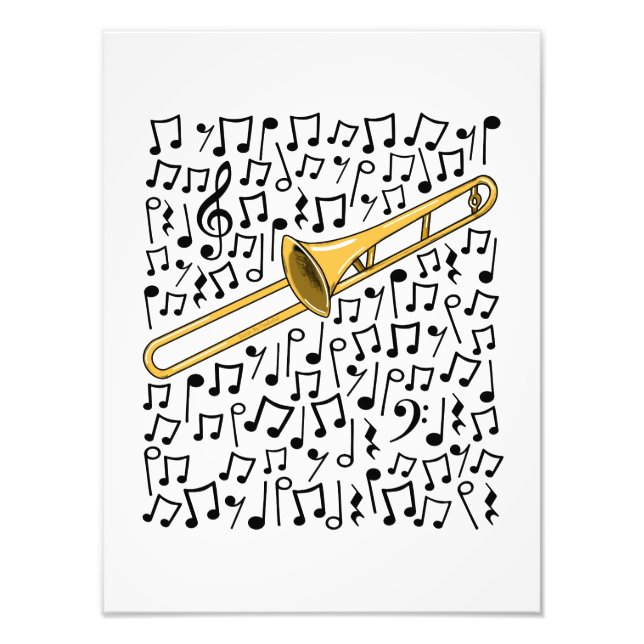 Foto Trombone Musical Notes Trombonista Músico do Brass (Frente)