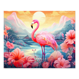 Foto Tropical Flamingo com Flores