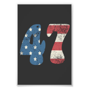 Foto Trump 2024 Vintage Patriotic American Flag 47