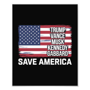 Foto Trump Vance Musk Kennedy Gabbard 2024 Salve a Amér