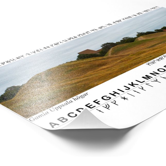 Foto Tryck — Kungshögarna + runalfabetet (Borda)