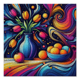 Foto tulipas coloridas e laranjas frescas