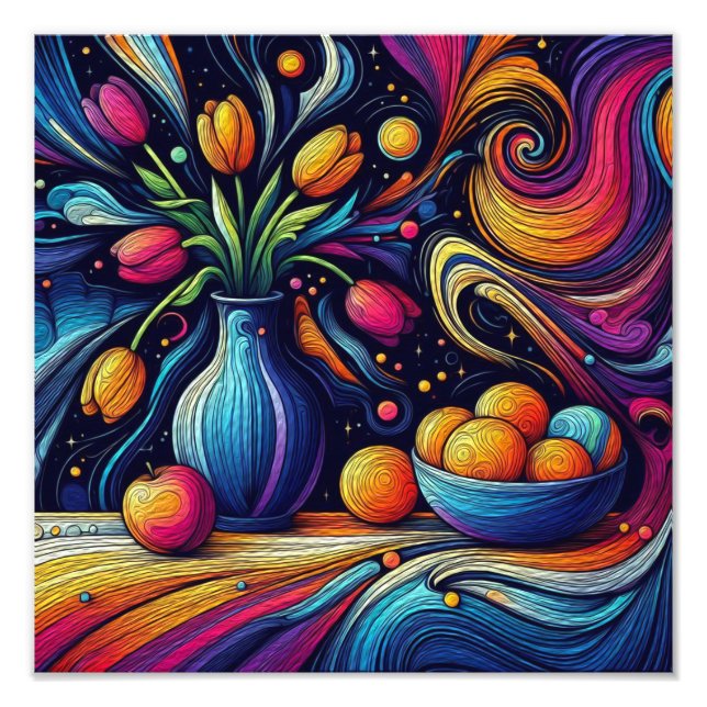 Foto tulipas coloridas e laranjas frescas (Frente)