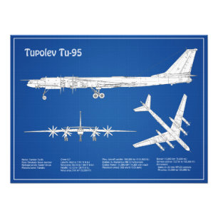 Foto Tupolev Tu-95 - Planos de Impressão Blueprint do A