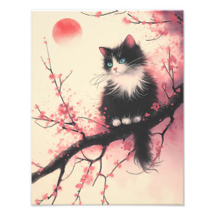 Foto Tuxedo Cat sobre estética japonesa do florete de c