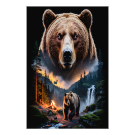 Foto Two bears in the forest dark 5