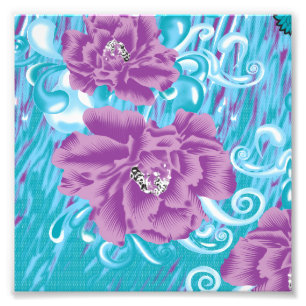 Foto Um design têxtil vibrante com roxo e turq