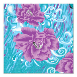Foto Um design têxtil vibrante com roxo e turq