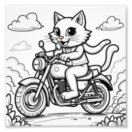 Foto um gato andando de moto