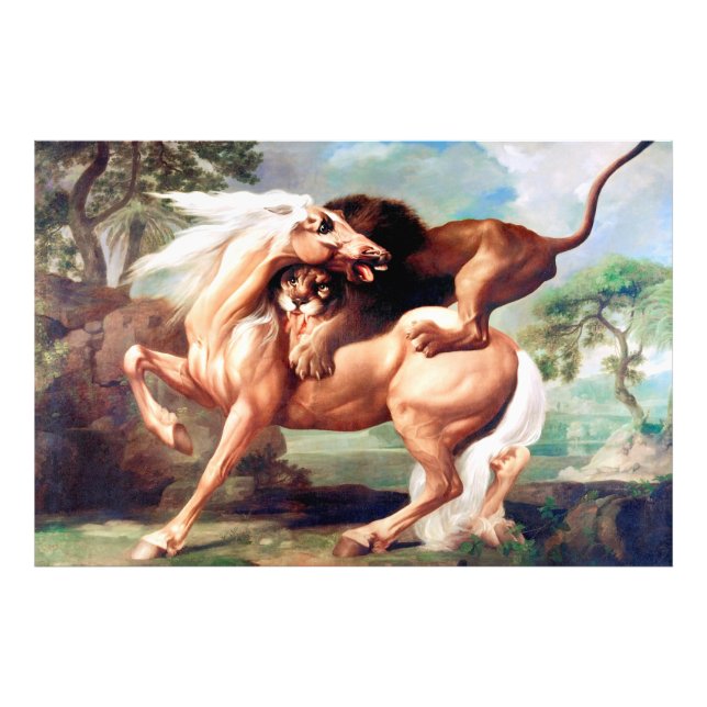 Foto Um Leão Atacando Uma Pintura De Cavalo-17620 (Frente)
