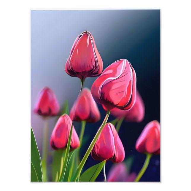 Foto Um Mar de Tulipas Rosas (Frente)