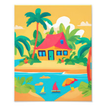 Uma bela casa em uma ilha tropical
