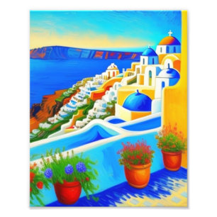 Foto Uma bela pintura da ilha de Santorini