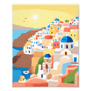 Foto Uma bela Pintura Da Ilha De Santorini