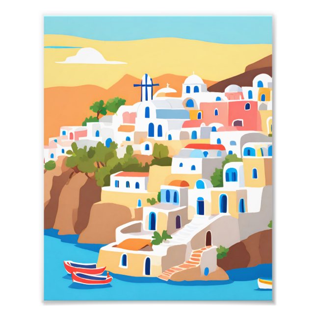 Foto Uma bela Pintura Da Ilha De Santorini (Frente)