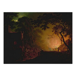 Foto Uma cabana em chamas à noite Joseph Wright de Derb