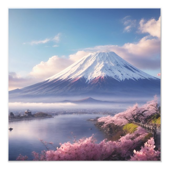 Foto Uma fantástica pintura de óleo do Monte Fuji (Frente)