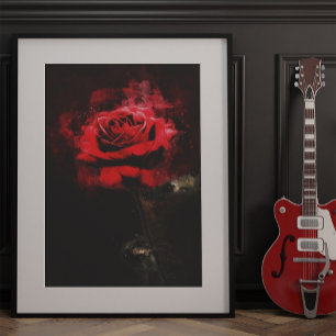Foto Uma Rosa Vermelha Aquarela em Fundo Preto