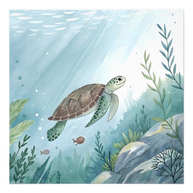 Foto Underwater world with turtle (Frente)