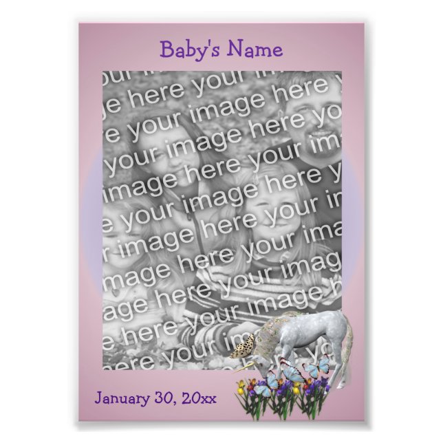 Foto Unicórnio E Borboletas Modelo (Frente)