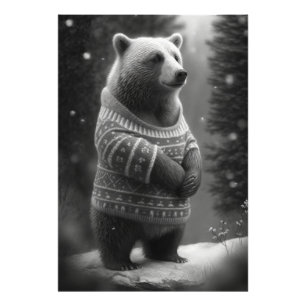 Foto Urso Adorável Vestindo um Suéter Louco