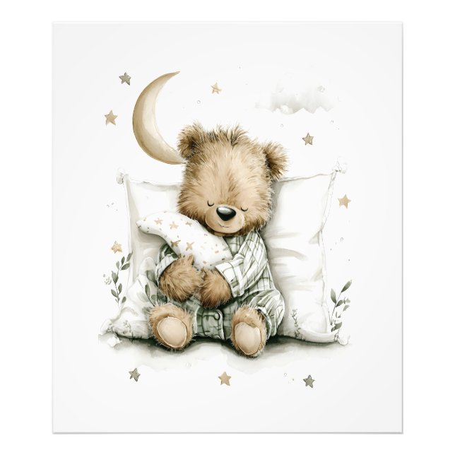 Foto Urso bebê doce dormindo profundamente em nuvens fo (Frente)