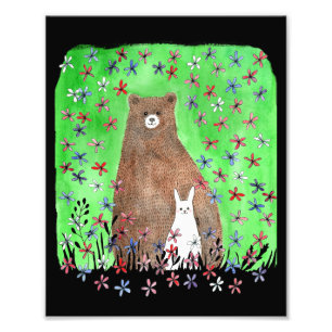 Foto Urso e Coelhinho, Casal, Arte Animal