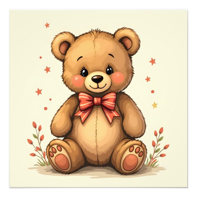 Foto Urso marrom pequeno e fofo com gravata (Frente)