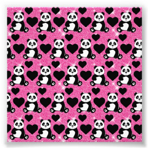 Foto Urso Panda Amante de Animais Corações Pretos Brilh