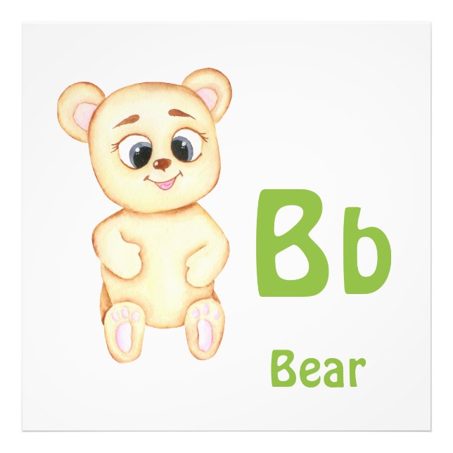 Foto Urso personalizar ABC: Letra B - Adicione seu Nome (Frente)