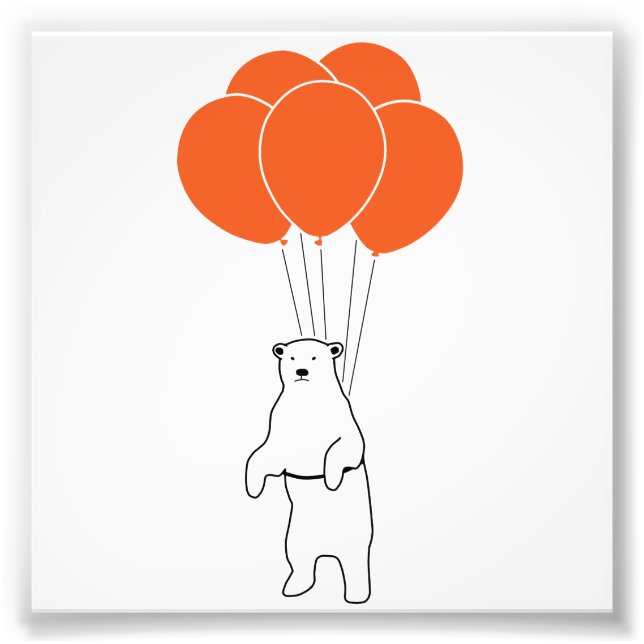 Foto Urso Polar Voador com Balões de Aniversário (Frente)
