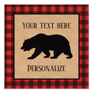Foto Urso Preto Em Xadrez Vermelho E Preto Personalizad